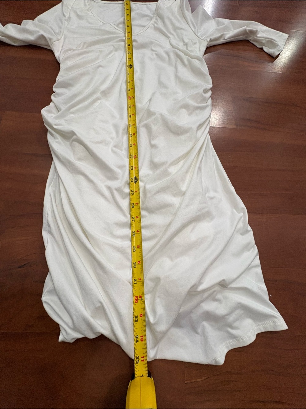 Pinkblush White V-Neck Ruched Midi Dress - Picture 5 of 7